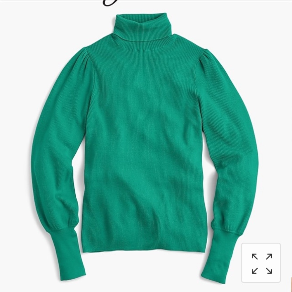 NWT J Crew Balloon Sleeve Turtleneck Swt Green SzS